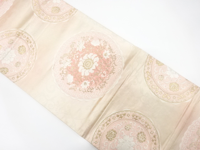 JAPANESE KIMONO / ANTIQUE FUKURO OBI / SILK / WOVEN PLATE PATTERN